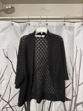 Liz Claiborne Black Open-Knit Cardigan